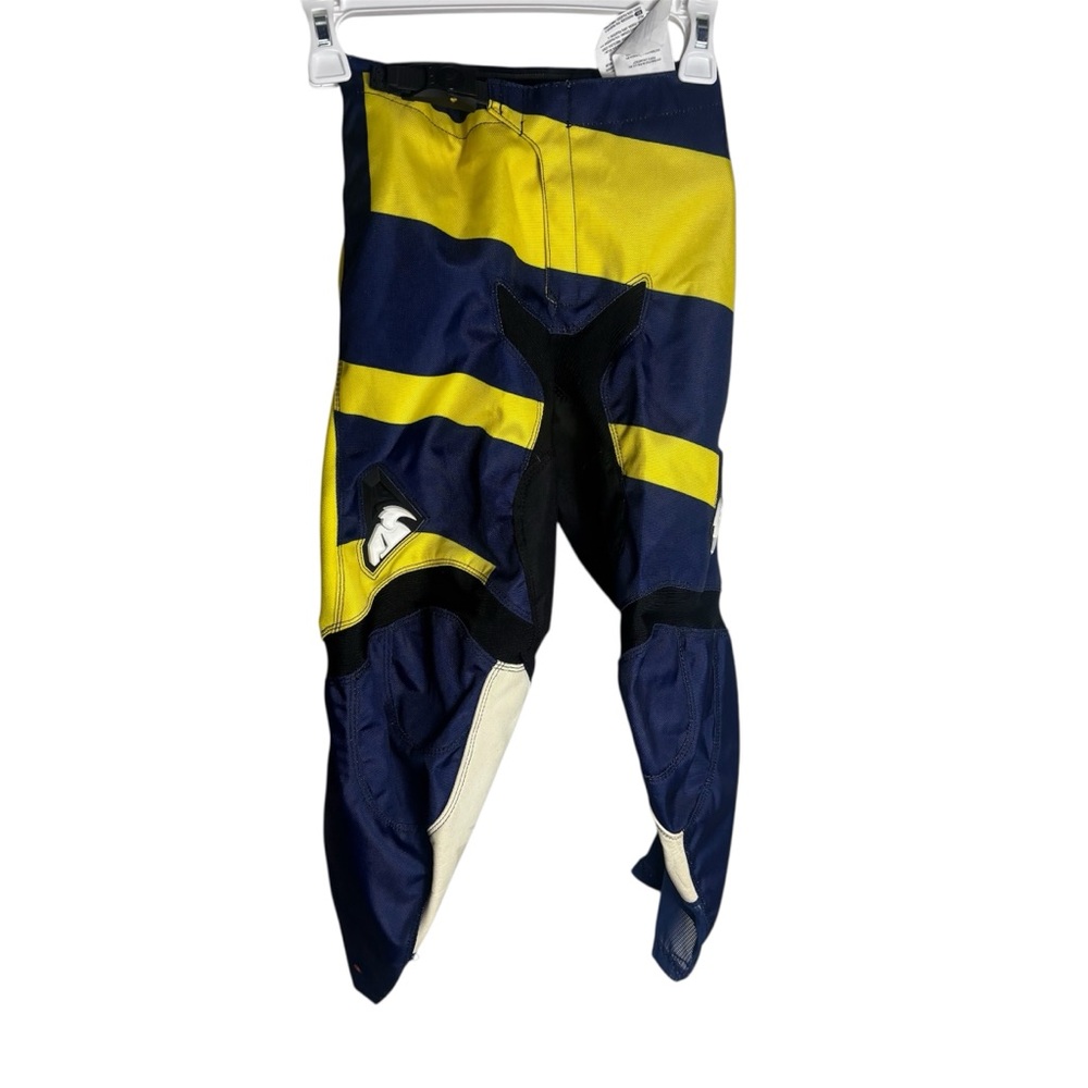 Thor yellow & blue padded dirt biker motocross riding pants mesh leather size 24